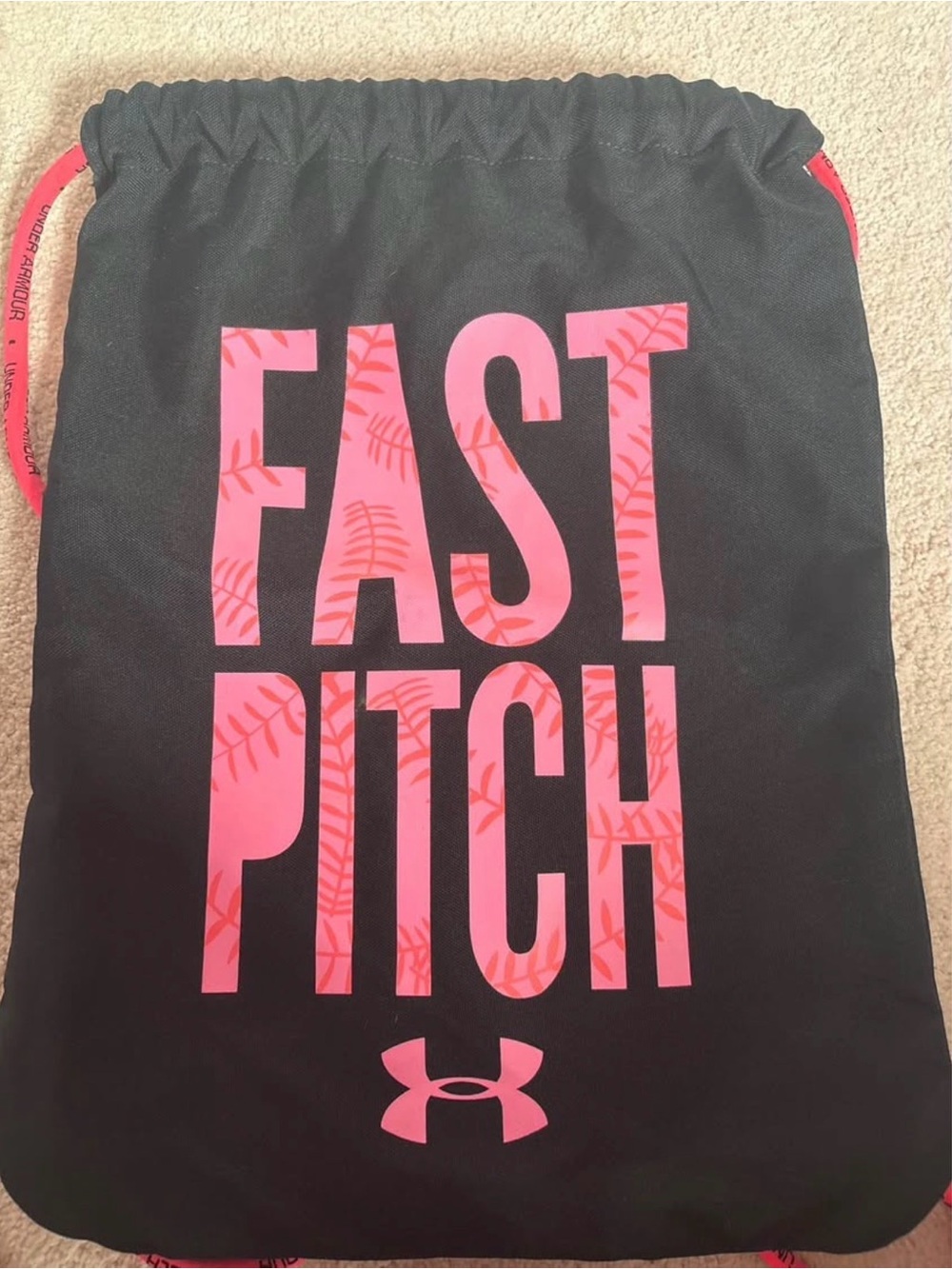 Under Armour Fast Pitch Black & Pink Drawstring Bag